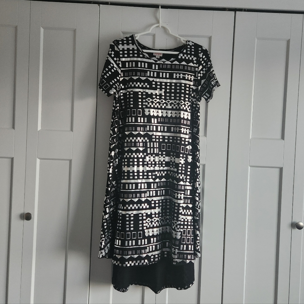 LuLaRoe Black and Silver High Low Dress